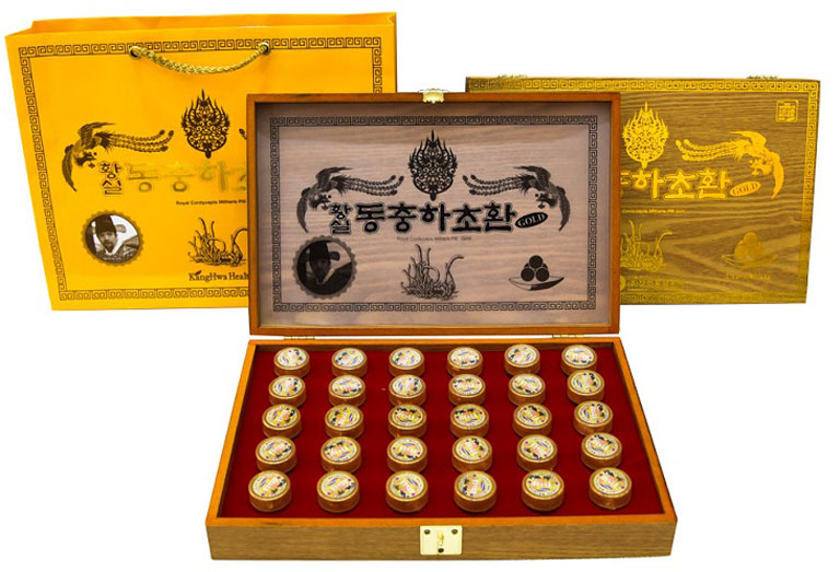Hộp gỗ Royal Cordyceps Militaris Pill Gold Kanghwa 60 viên từ Hàn Quốc