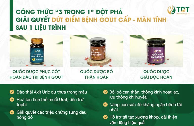 Công thức kết hợp điều trị gout từ căn nguyên