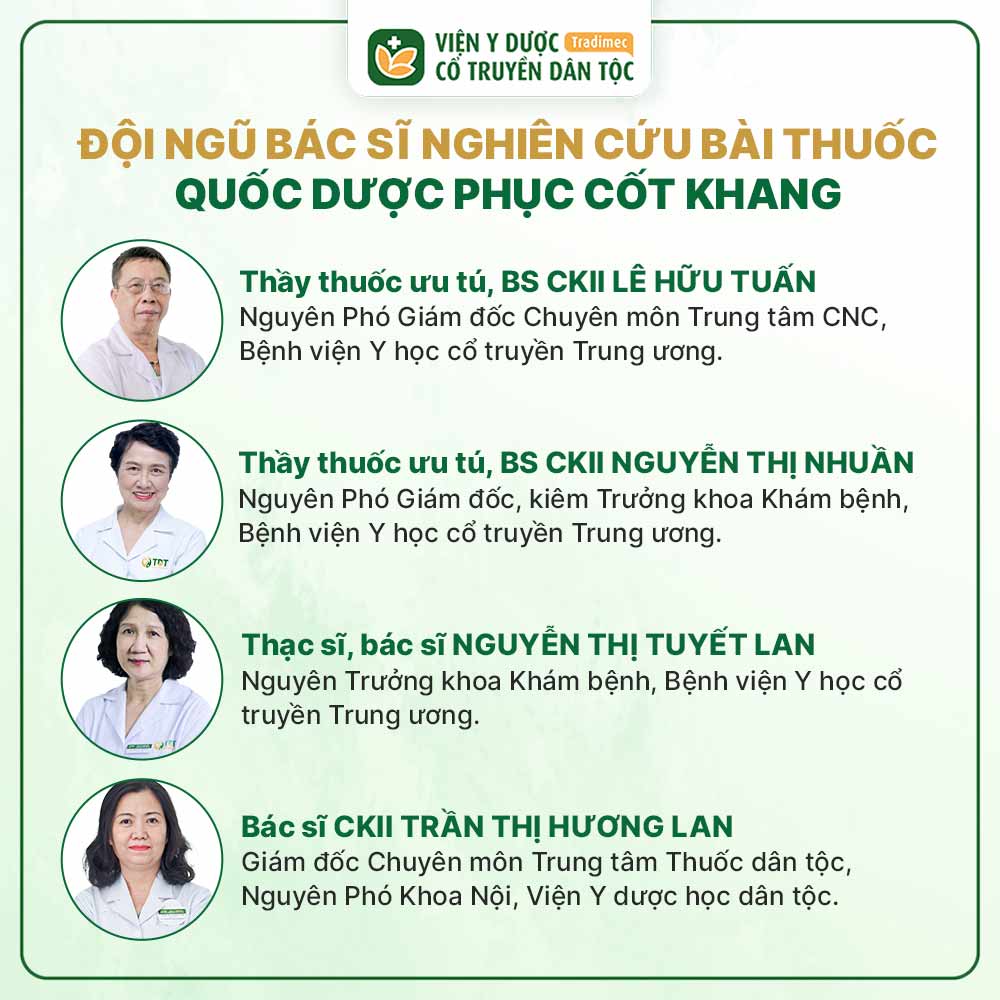 Đội ngũ bác sĩ nghiên cứu bài thuốc Quốc dược Phục cốt khang