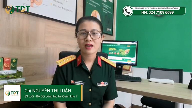 Chị Luận chia sẻ khi đến tái khám lấy thuốc 